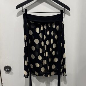 Ann Taylor Silk Chiffon Polka Dot Belted Whimsy Preppy Gothic Skirt
